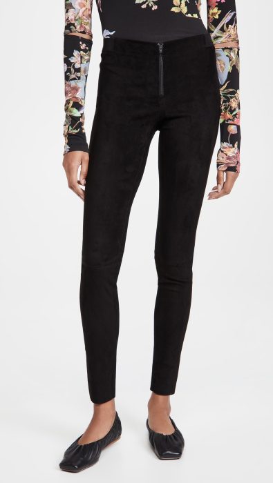alice + olivia Front Zip Suede Leggings