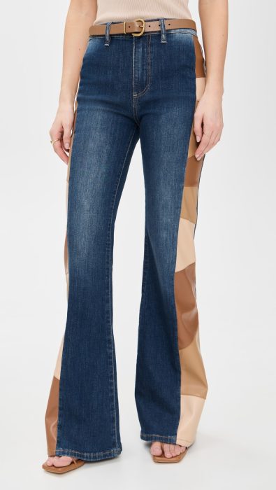 alice + olivia Vegan Leather Patchwork Jeans