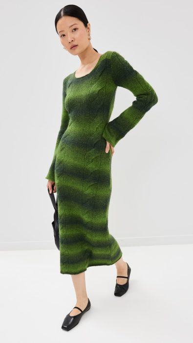 ALOHAS Trenza Green Tricot Maxi Dress