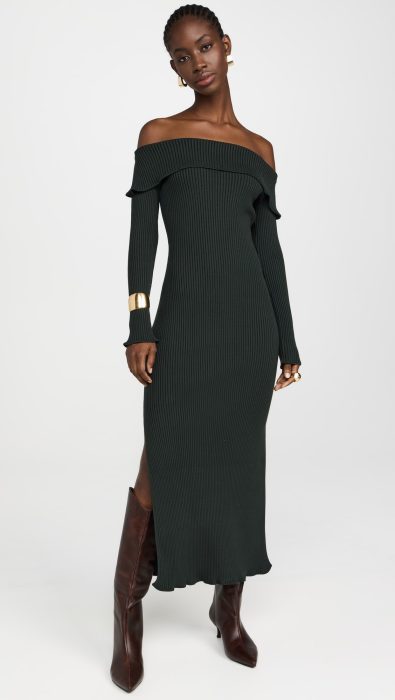 AMUR Meadow Lettuce Edge Midi Dress