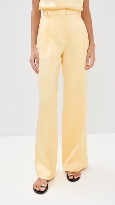 Another Tomorrow Satin Pleated Trousers