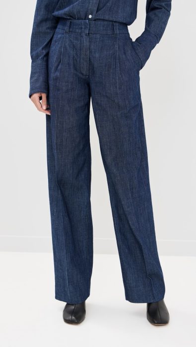 Another Tomorrow Chambray Relaxed Wide Leg Pants