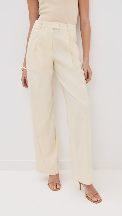 Another Tomorrow Cotton Gabardine Relaxed Wide Leg Pants