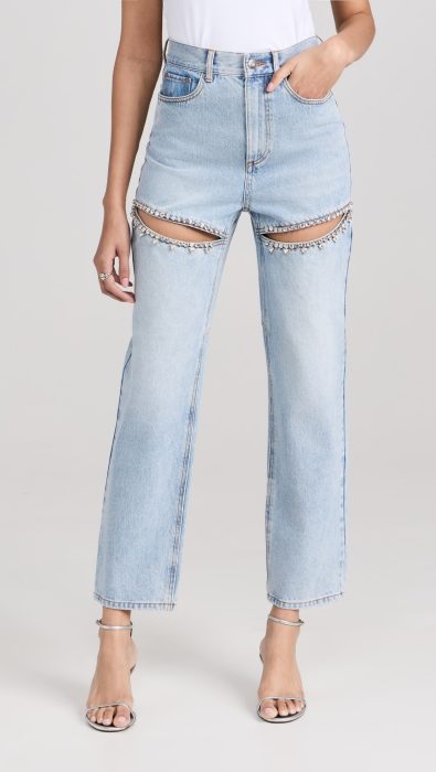 AREA Crystal Slit Jeans