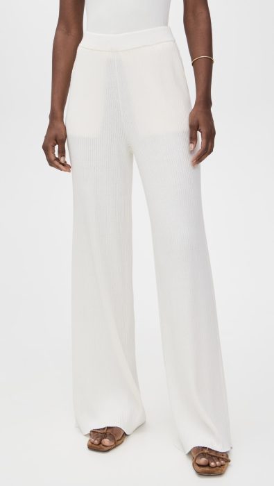 ATM Anthony Thomas Melillo Cotton Cashmere Ribbed Wide Leg Pants