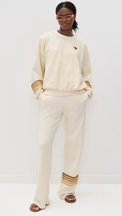 Aviator Nation Rugby Stitch Wide Leg Pocket Sweatpants
