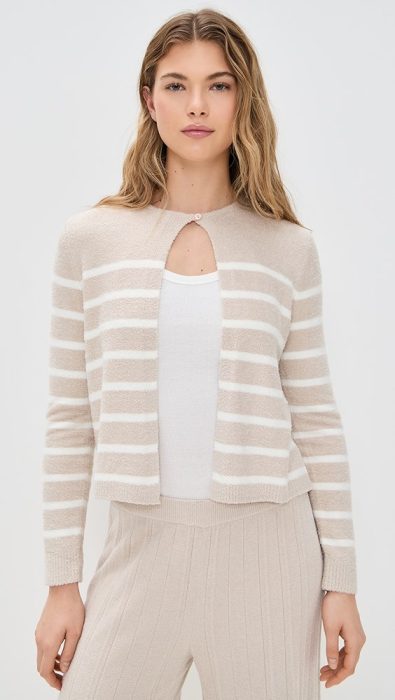 Barefoot Dreams Cozy Chic Lite Striped Cardigan with Button