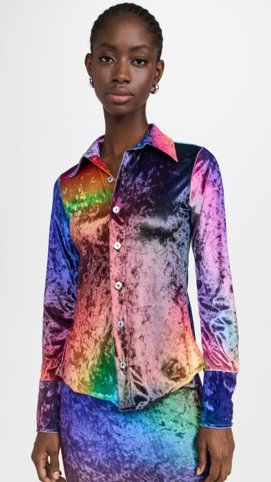 BruceGlen Crushed Velvet Prism Button-up