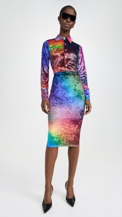 BruceGlen Prism Crushed Velvet Pencil Skirt