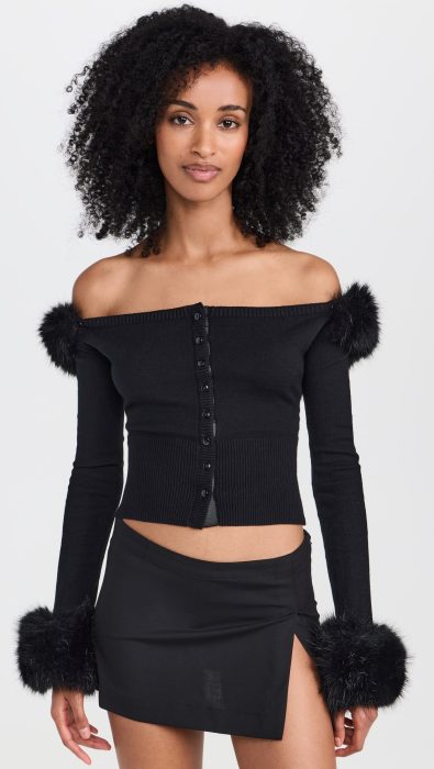 GUIZIO Faux Fur Cardigan