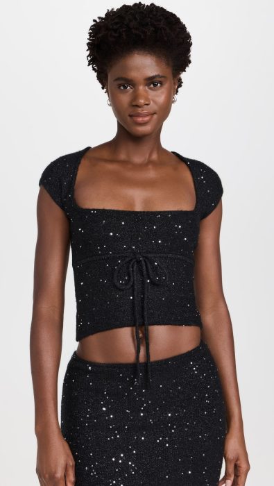 GUIZIO Miki Sequin Knit Top