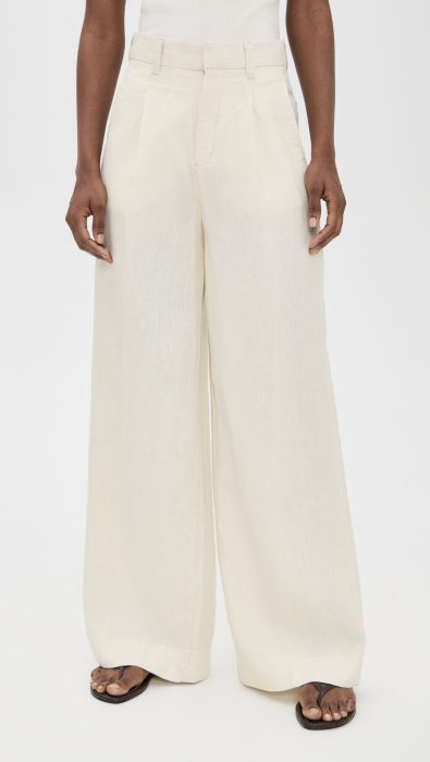 DL1961 Hepburn Pleated Wide Leg High Rise Linen Pants
