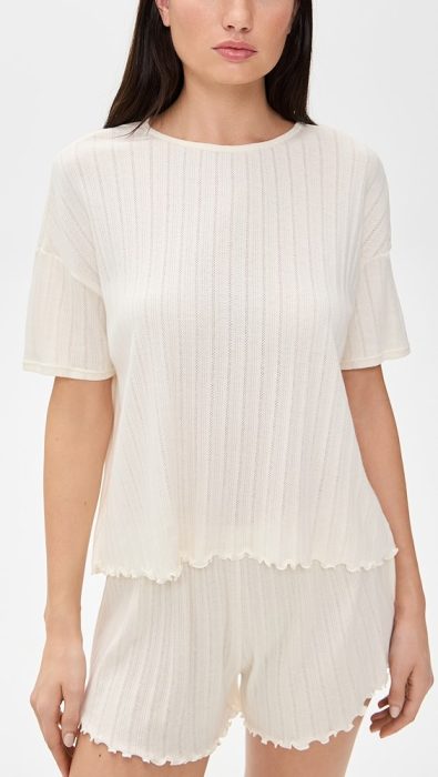Eberjey Pointelle Short Sleeve Tee