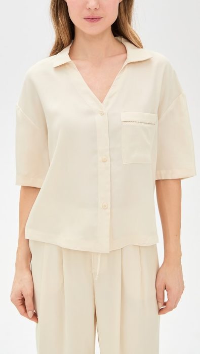 Eberjey Tencel Woven Short Sleeve Top