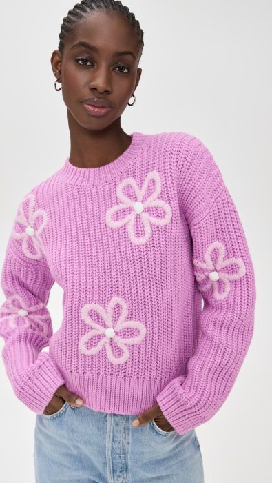English Factory Flower Embroidery Knit Top
