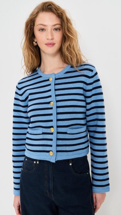 English Factory Knit Striped Sweater Cardigan
