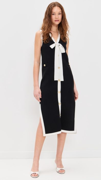 English Factory Knit Midi Dress With Ribbon Tie