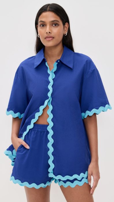English Factory Scallop Detailed Short Sleeves Shirt