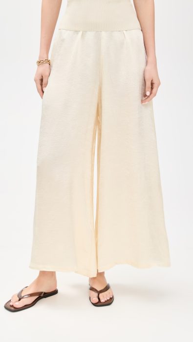 Enza Costa Textured Satin Palazzo Pants
