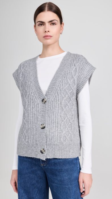 525 Paige Button Front Cable Vest
