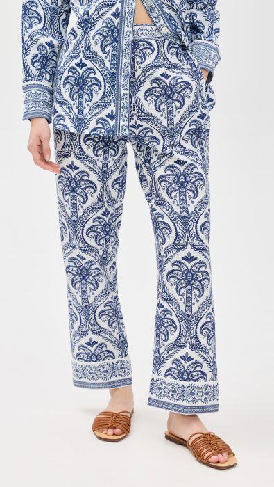 FARM Rio Blue Tropical Cameo Off-White Pajama Pants