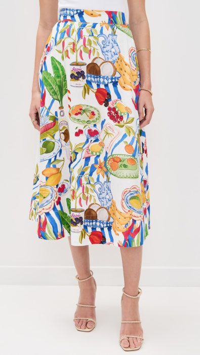 FARM Rio Fresh Table Off-White Midi Skirt