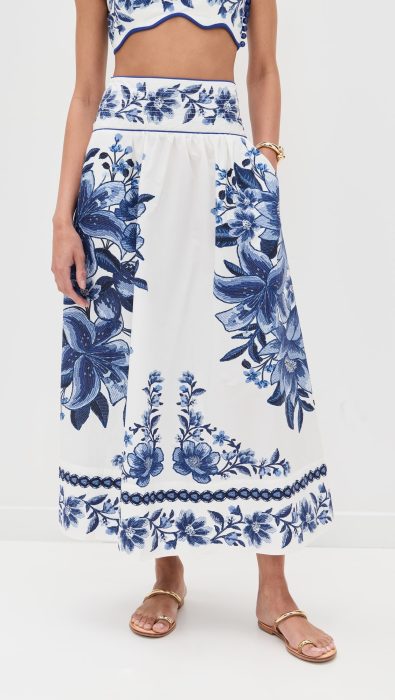 FARM Rio Summer Fruit Scarf Midi Skirt