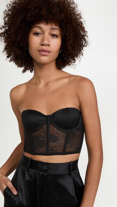 Fleur du Mal Bouquet Lace Strapless Bustier Top