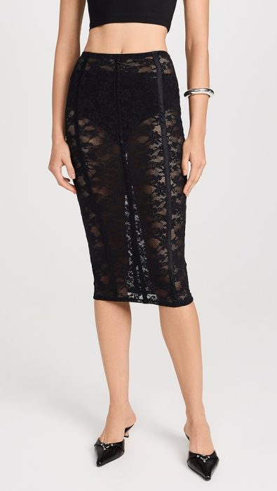 Fleur du Mal Le Stretch Lace Pencil Skirt