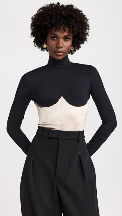 Fleur du Mal Mock Neck Long Sleeve Bodysuit