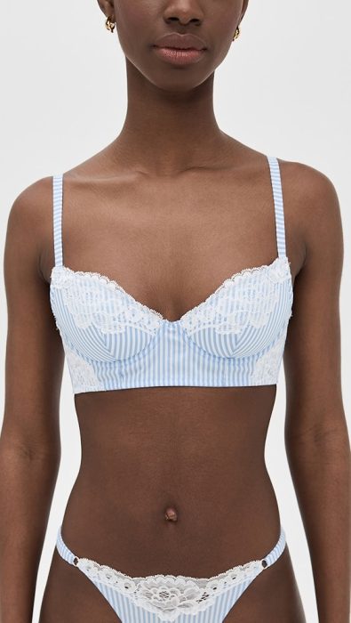Fleur du Mal Poplin and Lace Demi Bra