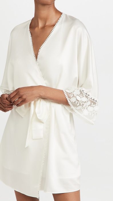 Flora Nikrooz Kylie Charmeuse Wrap with Lace