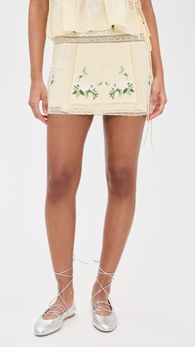 For Love & Lemons Jolene Embroidered Mini Skirt