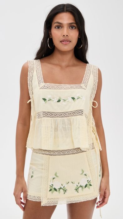 For Love & Lemons Jolene Embroidered Top