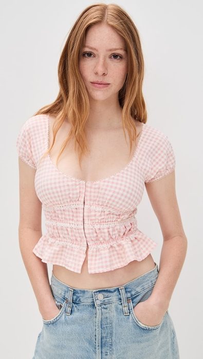 For Love & Lemons Petal Gingham Sleep Top