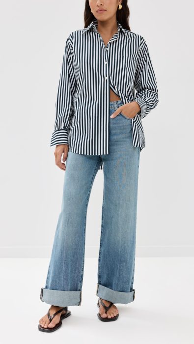 FRAME Le Jane Wide Leg Cuffed Jeans