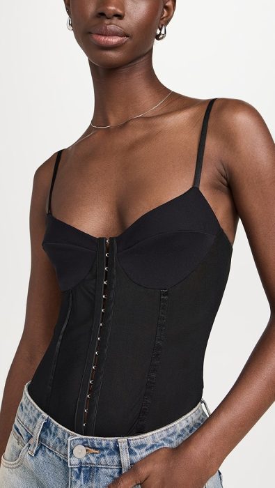 Free People Night Rhythm Corset Thong Bodysuit