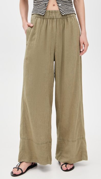 Free People Days End Linen Pull On Pants