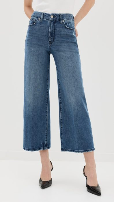 Good American Good Waist Palazzo Crop Jeans
