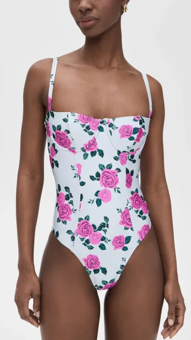 Good American Satin Square Neck Swimsuit