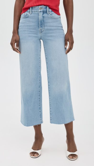 Good American Good Waist Cropped Palazzo Light Compression Jeans