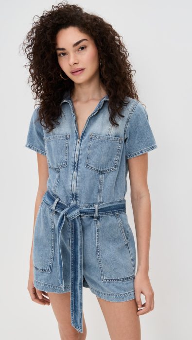 Good American Fit For Success Lite Linen Shorts Jumpsuit