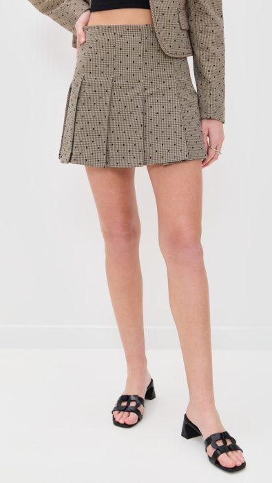 GANNI Flock Check Suiting Mini Skirt