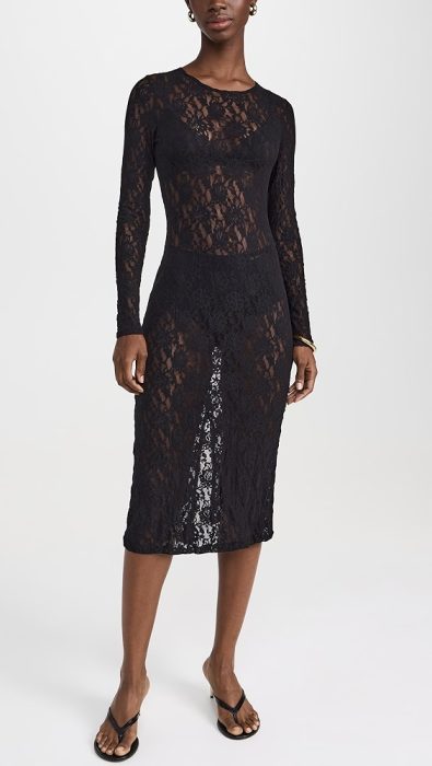 Hanky Panky Signature Lace Long Sleeve Midi Dress
