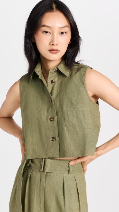 HEVRON Katja Linen Top