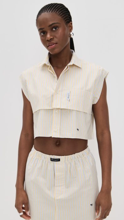 HOMMEGIRLS Sleeveless Layered Cropped Shirt