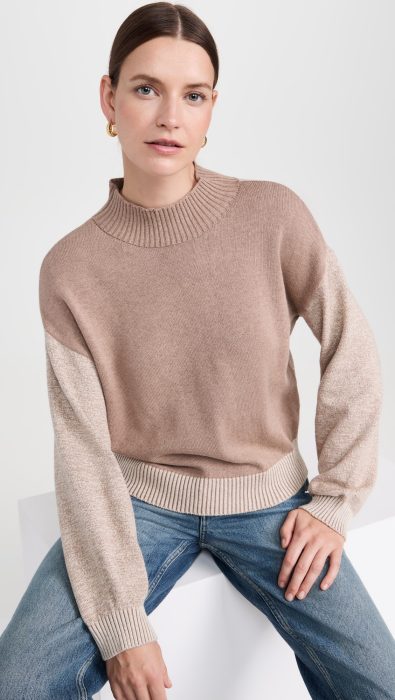 MONROW Cotton Cashmere Funnel Sweater