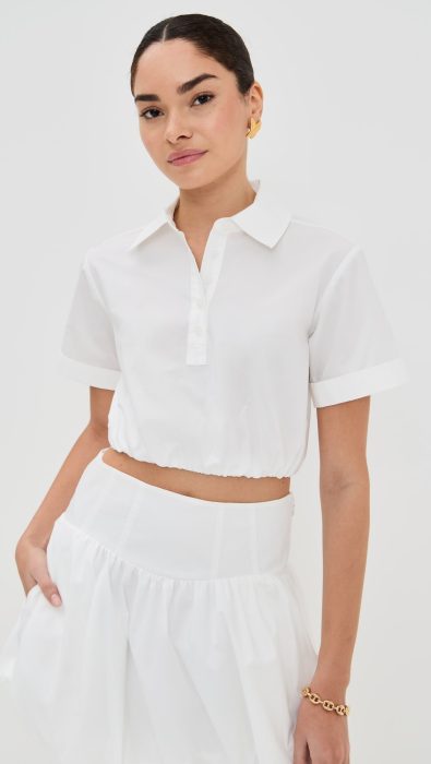 SIMKHAI Nicky Short Sleeve Cropped Top