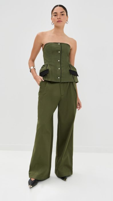 Kika Vargas Olympe Pants Olive Canvas