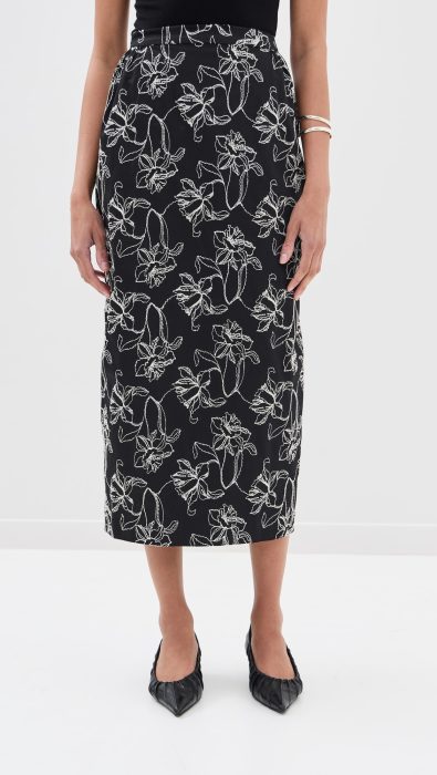 Kika Vargas Toshiko Skirt Black Cotton Embroidery